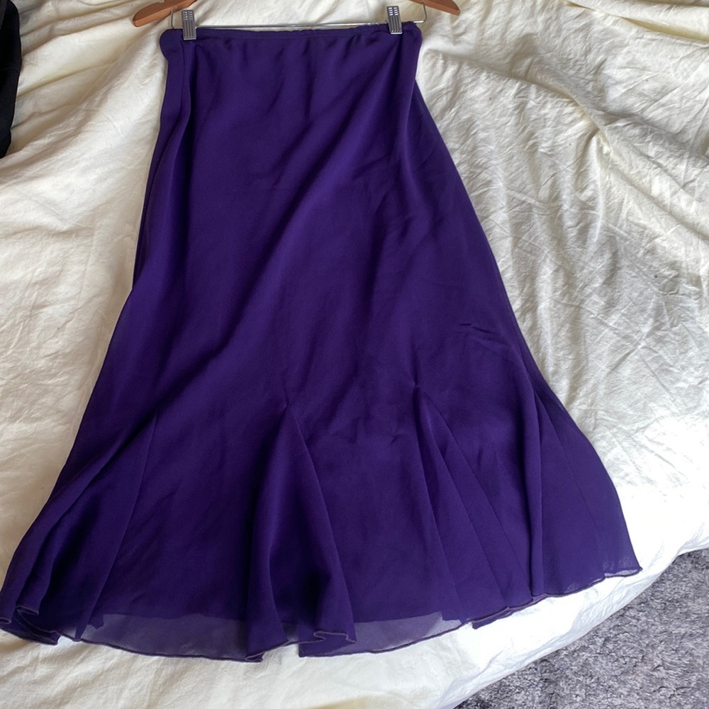 Vintage purple trumpet midi skirt.